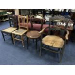 A BENTWOOD CAFE CHAIR AND THREE OTHER CHAIRS