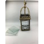 A BRASS SQUARE HALL LANTERN