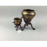 AN EARLY 20TH CENTRY INDIAN BRASS POT AND ANOTHER