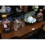 A PAIR OF CHINESE CLOISONNE ENAMEL VASES AND OTHER ITEMS