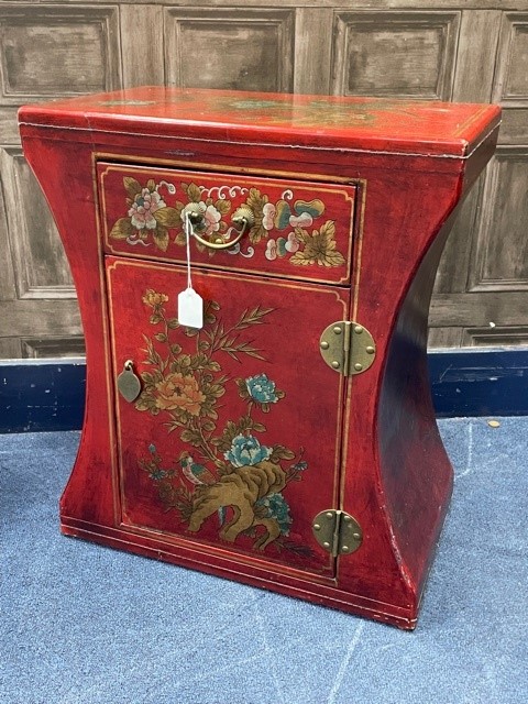 A PAINTED BEDSIDE CHEST