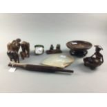 A COLLECTION OF TREEN ITEMS