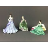 A LOT OF FIVE ROYAL DOULTON FIGURES AND A COALPORT FIGURE