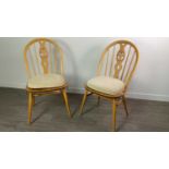 A PAIR OF ERCOL DINING CHAIRS