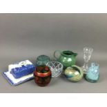 A CARLTON WARE BLUE & WHITE GINGER JAR ALONG WITH OTHER CERAMICS AND GLASS