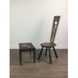 A POKERWORK SPINNING CHAIR AND SMALL OCCASIONAL TABLE (2)