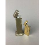 AN ART DECO DUNHILL SILVER PLATED TALLBOY TABLE LIGHTER AND ANOTHER