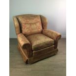 A PAIR OF WING BACK EASY CHAIRS