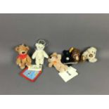 A STEIFF 'FLURRIE' SWAROVSKI TEDDY BEAR ALONG WITH A GROUP OF STEIFF CRYSTAL BEAR BAG PENDANTS