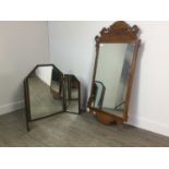 A MAHOGANY TRIPLATE DRESSING MIRROR AND ANOTHER MIRROR