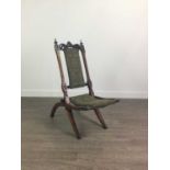 A VICTORIAN MAHOGANY FOLDING CHAIR