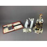A LOT OF TWO LLADRO FIGURES OF CHILDREN IN NIGHT DRESS ALONG WITH OTHER ITEMS