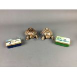 A LOT OF FIVE HALCYON DAYS ENAMEL PILL BOXES, ALONG WITH WADE TORTOISES