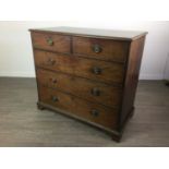 A GEORGE III MAHOGANY CHEST OF TWO SHORT OVER TWO LONG DRAWERS