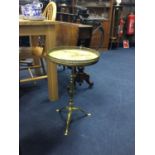 A BRASS AND SIMULATED ONYX WINE TABLE