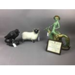 A HEREDITIES LTD RESIN EAGLE, A PLASTER GROUP AND A CERAMIC RAM