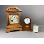 AN EDWARDIAN MANTEL CLOCK ALONG WITH TWO OTHER CLOCKS