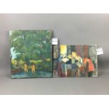 A LOT OF THREE PAINTINGS ON CANVAS