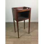 A 19TH CENTURY MAHOGANY TRAY TOPPED BEDSIDE CUPBOARD