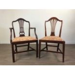 A NEAR MATCHING SET OF WIGHT HEPPLEWHITE STYLE DINING CHAIRS