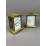 A LOT OF TWO BRASS CARRIAGE CLOCKS