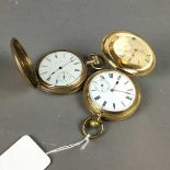 A LOT OF TWO GOLD PLATED HUNTER POCKET WATCHES