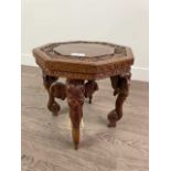 AN INDIAN ROSEWOOD OCTAGONAL JARDINIERE STAND