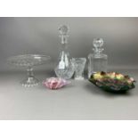 A LOT OF CRYSTAL WARE INCLUDING DECANTERS