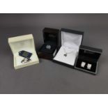 A PAIR OF UNIVERSITY OF GLASGOW SILVER CUFFLINKS, AN ERIC SMITH BROOCH AND A PENDANT