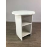 A LOT OF THREE CIRCULAR BEDSIDE TABLES