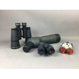 A PAIR OF BOOTS ADMIRAL II BINOCULARS, ALONG WITH OTHERS