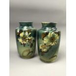 A PAIR OF FLORAL DECORATED STONEWARE VASES AND OTHER CERAMICS