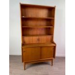 A RETRO TEAK WALL UNIT AND MATCHING BOOKCASE