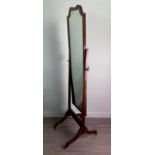 A MAHOGANY CHEVAL MIRROR