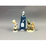 A ROYAL DOULTON FIGURE OF 'MASQUE' AND TWO HUMMEL FIGURES