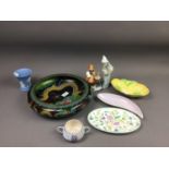 A JAPANESE CLOISONNE CIRCULAR FRUIT BOWL AND OTHERS