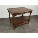 A REPRODUCTION MAHOGANY RECTANGULAR OCCASIONAL TABLE