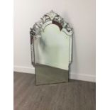 AN ITALIAN FRAMELESS WALL MIRROR