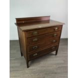 AN EDWARDIAN MAHOGANY CHEST OF FOUR DRAWERS