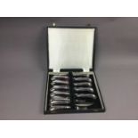 A CASED SET OF CAKE KNIVES AND FORKS BY WYLIE & LOCHHEAD