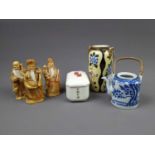 A NORITAKE FLORAL AND GILT PAINTED VASE AND OTHER CERAMICS