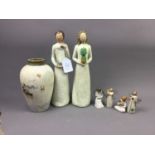 A LOT OF WILLOW TREE FIGURES AND A VASE