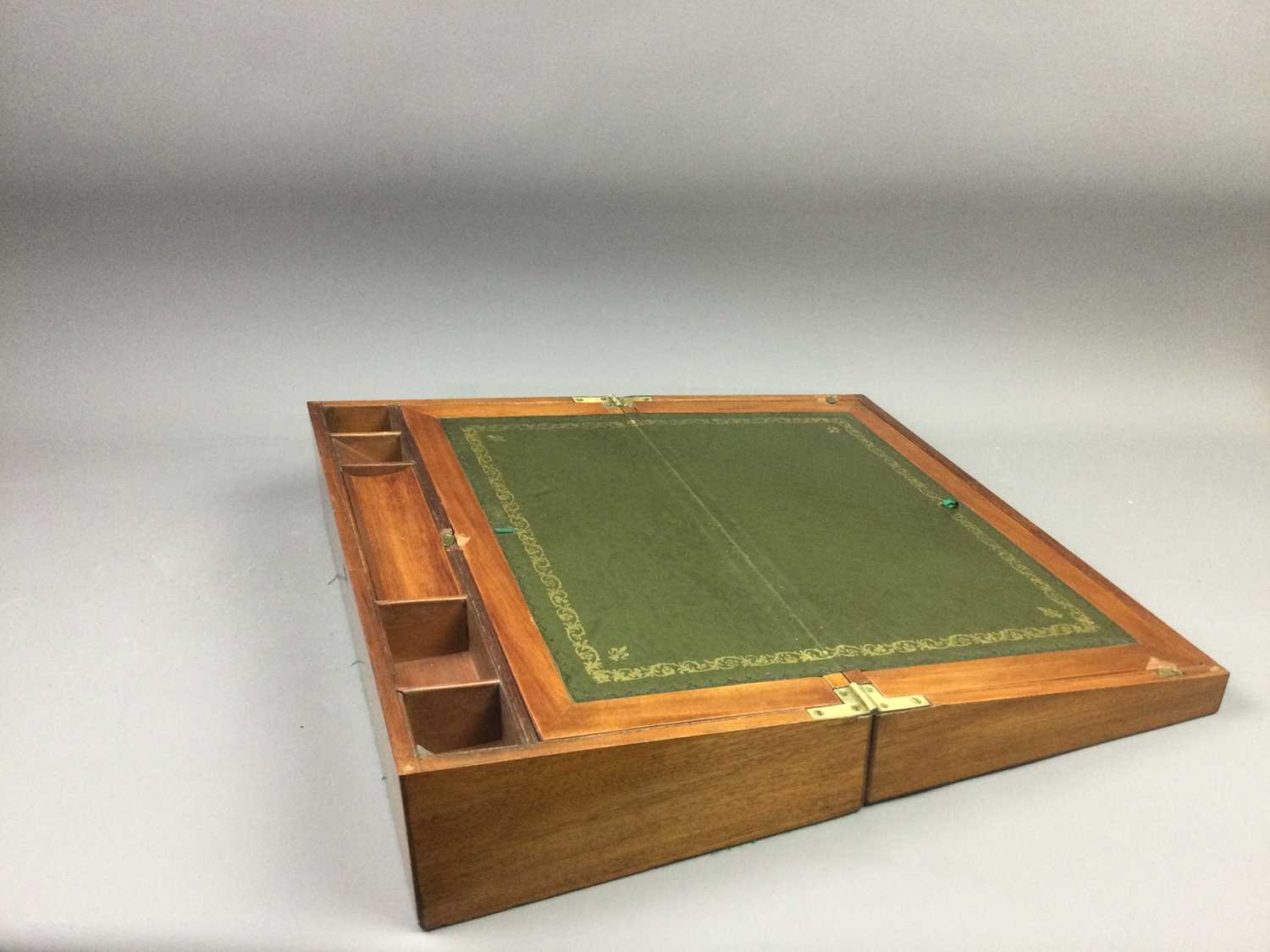A 19TH CENTURY MAHOGANY PORTABLE WRITING BOX AND ANOTHER