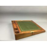 A 19TH CENTURY MAHOGANY PORTABLE WRITING BOX AND ANOTHER