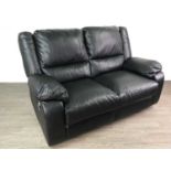 A LOT OF TWO BLACK LEATHER RECLINER SETTEES