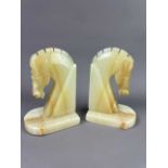 A PAIR OF ONYX BOOK ENDS