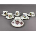 A SET OF SIX ROYAL WORCESTER 'BEST-LOVED BIRDS' COLLECTION COFFEE CUPS AND SAUCERS