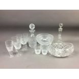 A COLLECTION OF CRYSTAL DECANTERS, BOWLS AND GLASSES