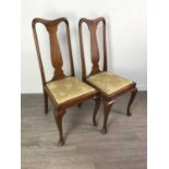 A SET OF FOUR MAHOGANY DINING CHAIRS