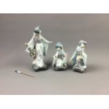 A LOT OF THREE LLADRO FIGURES OF GEISHAS